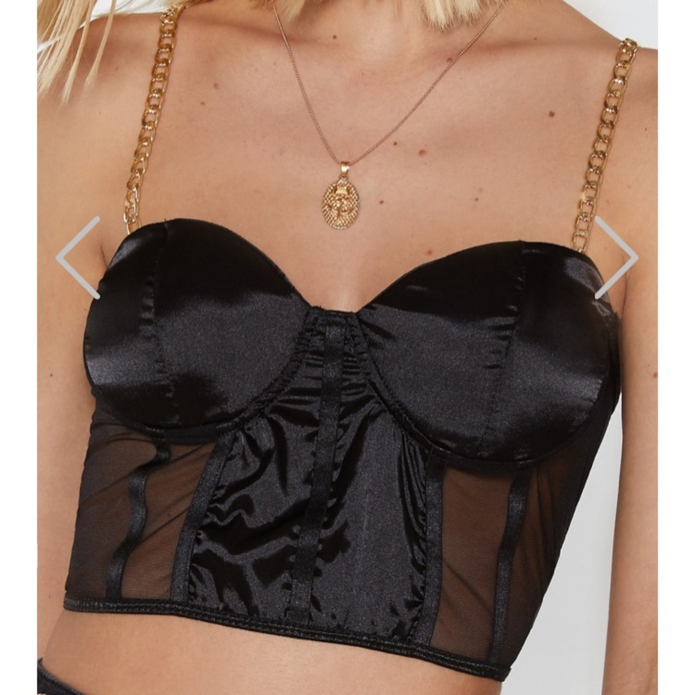 Bustier crop top with gold chain straps